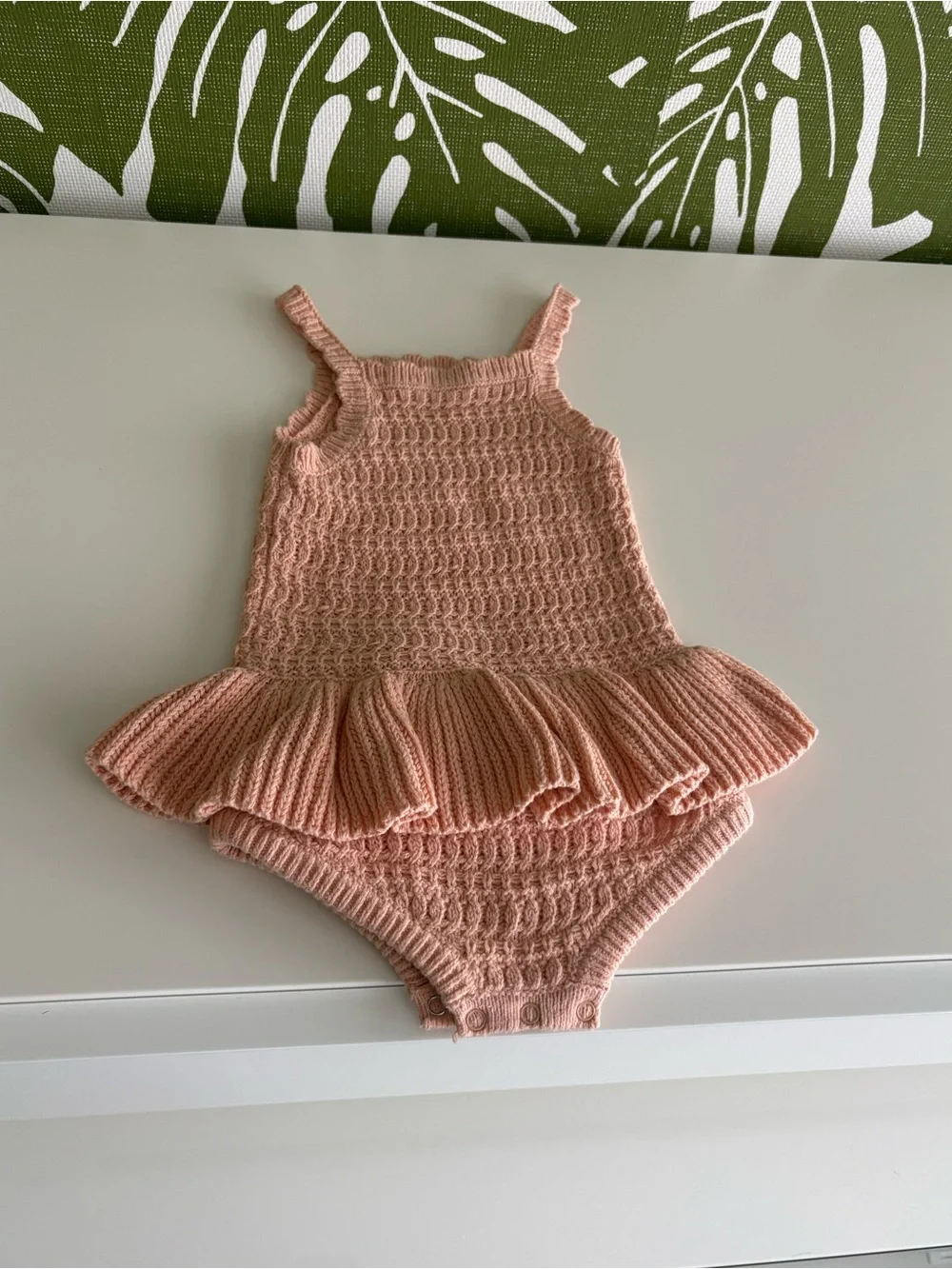 Rylee + Cru Blush Pink Knit Ruffle One-Piece